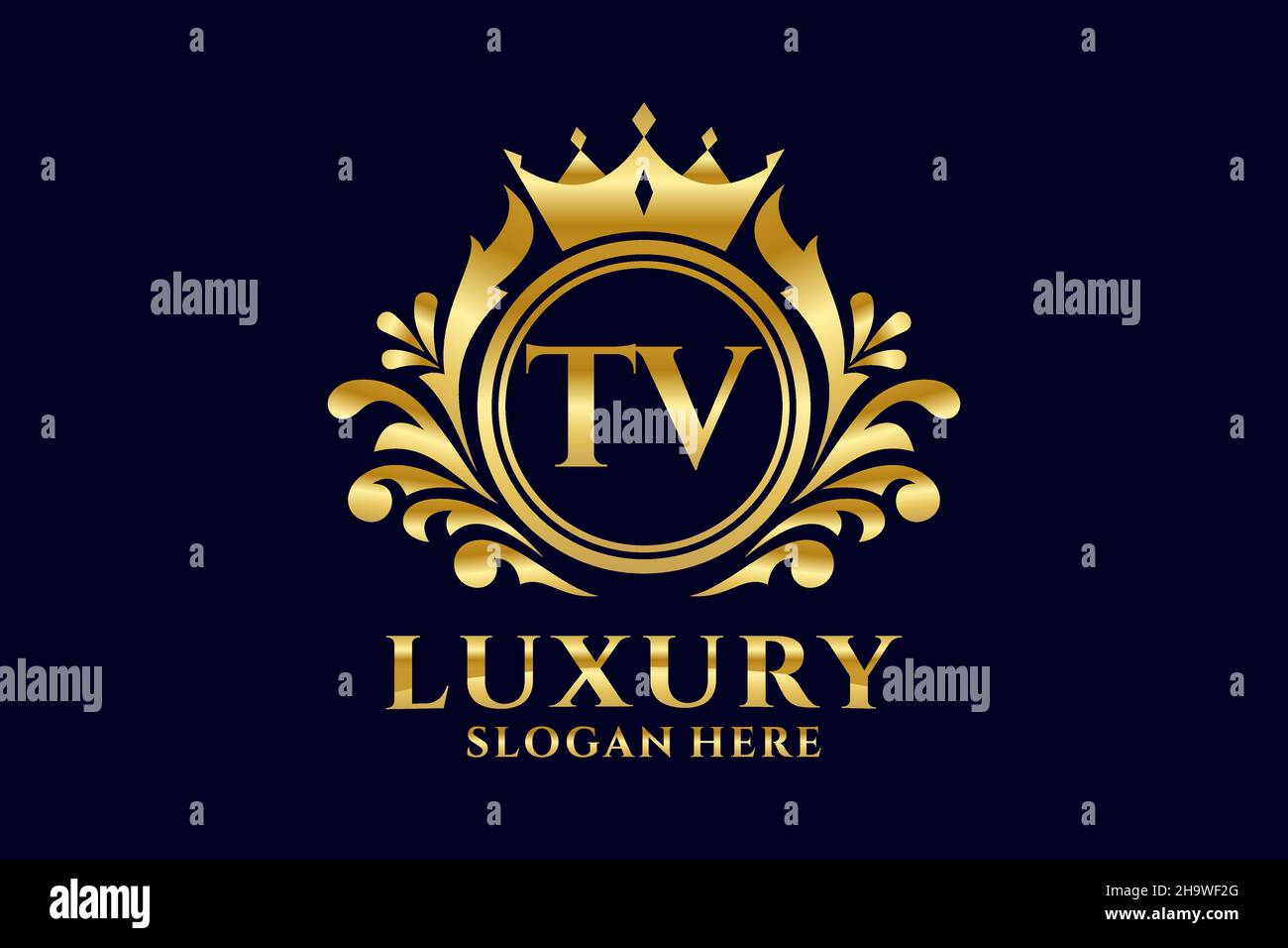 TV Letter Royal Luxury Logo template in Vector art per progetti di branding di lusso e altre illustrazioni vettoriali. Illustrazione Vettoriale