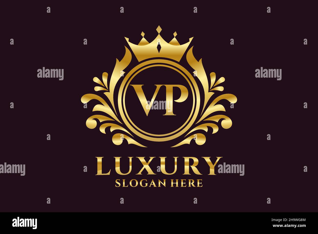 VP Letter Royal Luxury Logo template in Vector art per progetti di branding di lusso e altre illustrazioni vettoriali. Illustrazione Vettoriale