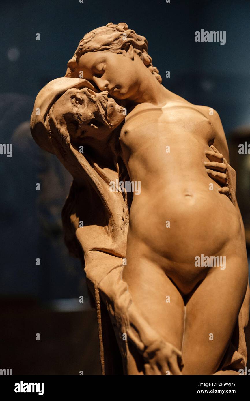 Per sempre!! Mai!!, scultura in terracotta dello scultore francese Pierre-Eugène-Emile Hébert, Montreal Museum of fine Arts, Montreal, Quebec, Canada Foto Stock