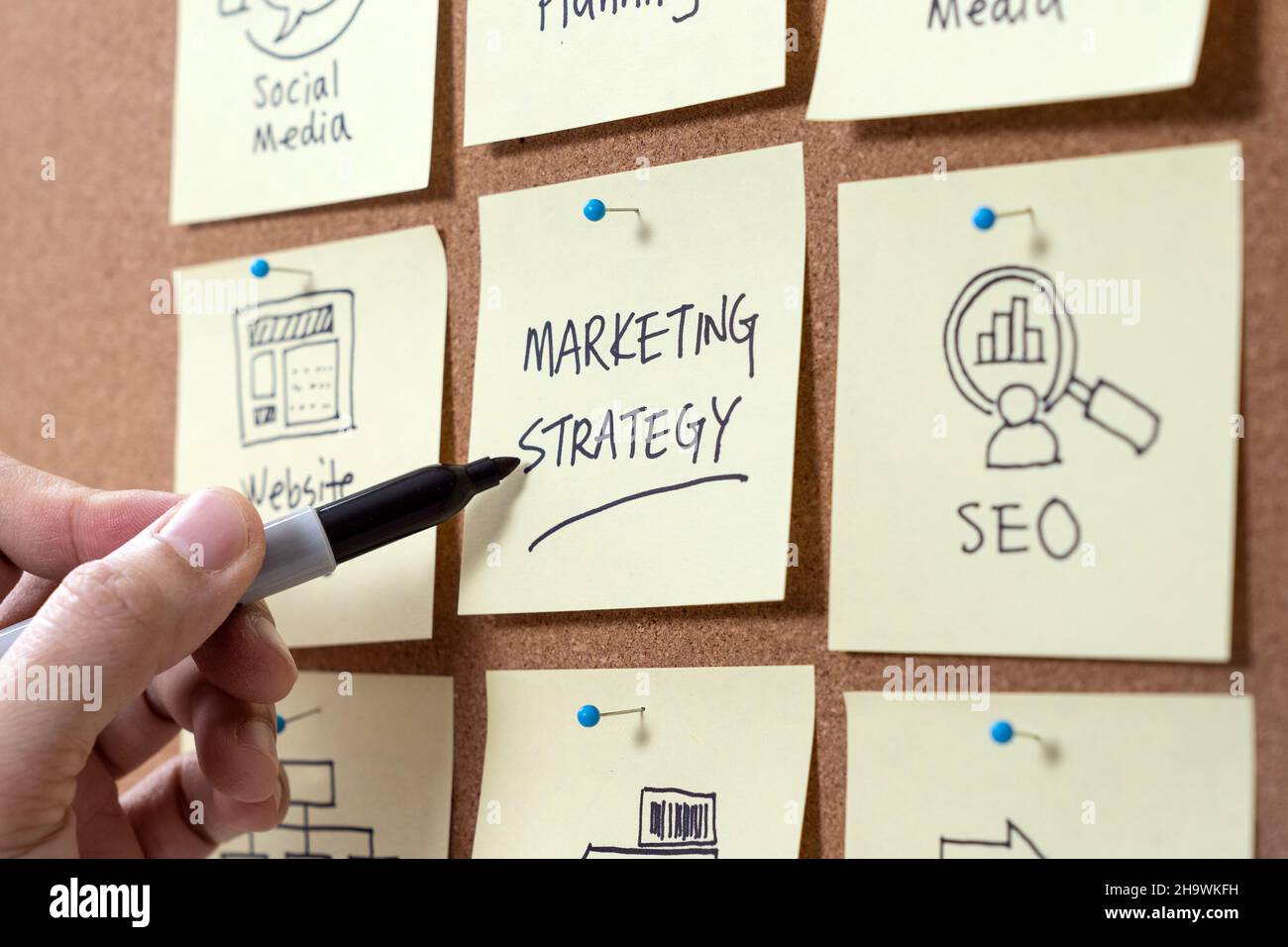 Strategia di pianificazione del marketing Foto Stock