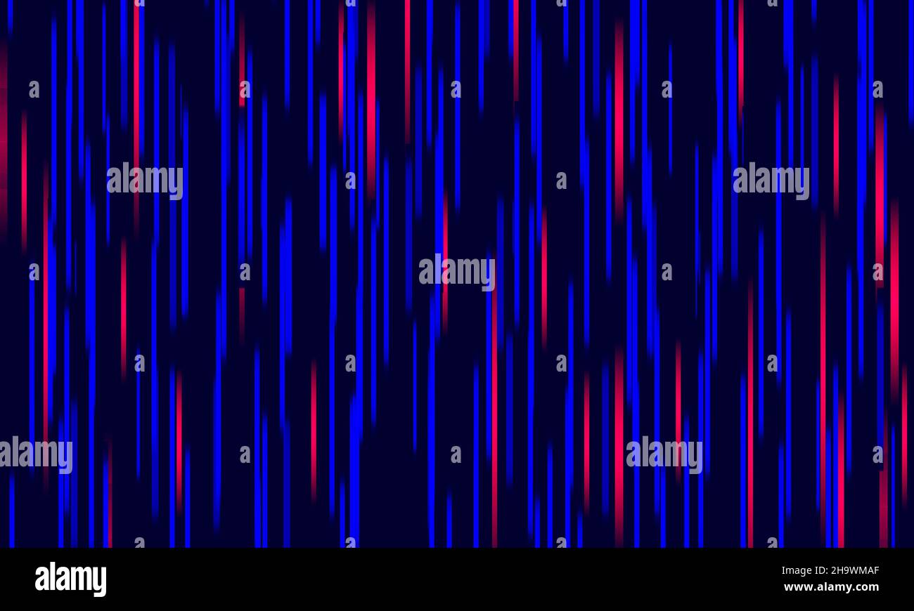Linee verticali astratte al neon estetico. Matrice ed effetto di codifica. Pioggia digitale, clip art con design futuristico e vettoriale. Banner con grafica Cyber. Fu Foto Stock