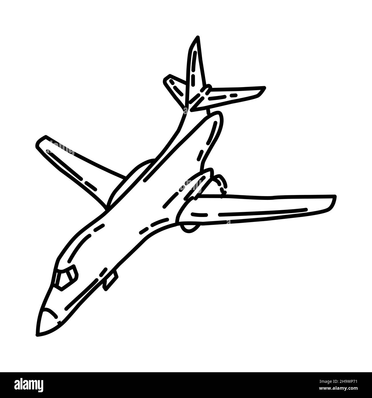 Air Force Bomber Lancer parte di militari e Air Force Equipments disegno a mano icona set Vector. Illustrazione Vettoriale