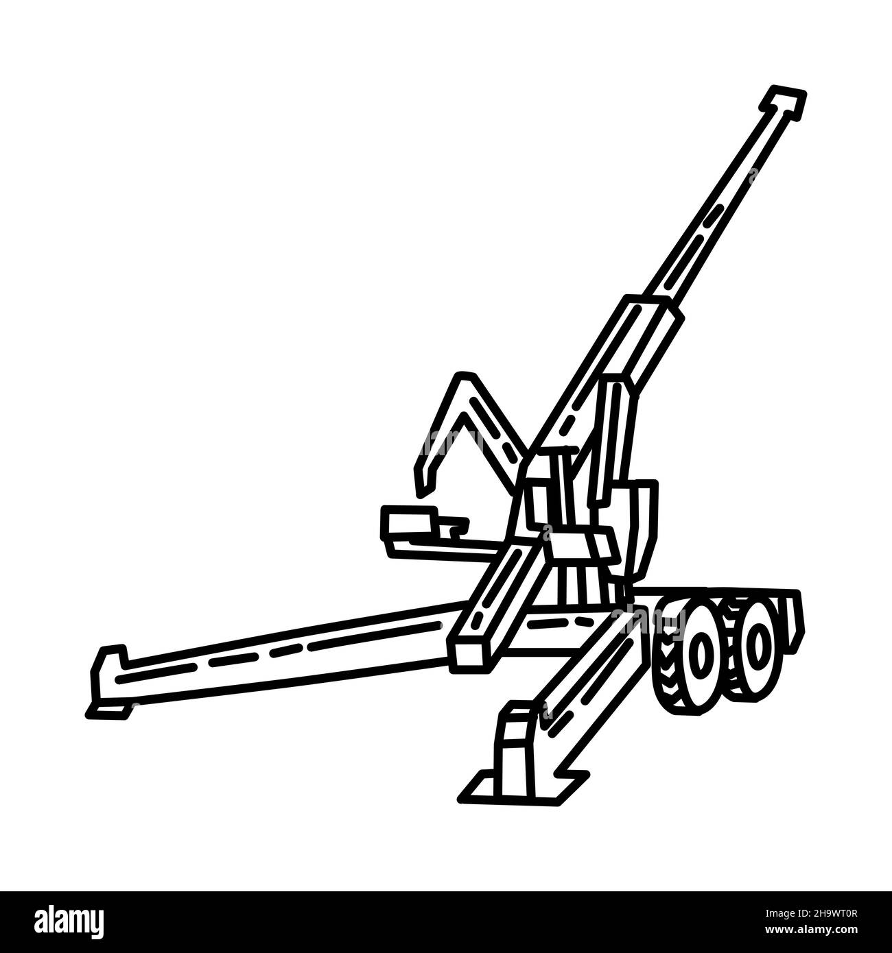 Marine Corps Howitzer parte di militari e Marine Corps Equipments disegno a mano icona set Vector Illustrazione Vettoriale