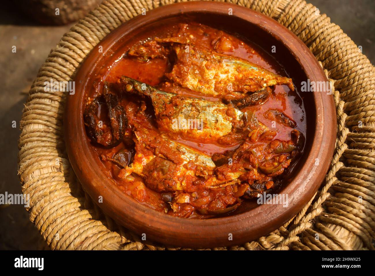 Curry di pesce di stile Kerala Foto Stock