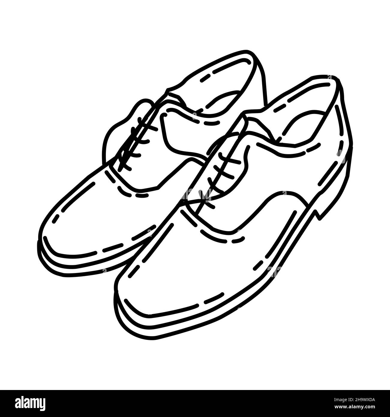 Navy Officer White Shoes parte di militare e Navy Force Equipments disegno a mano icona Set Vector. Illustrazione Vettoriale