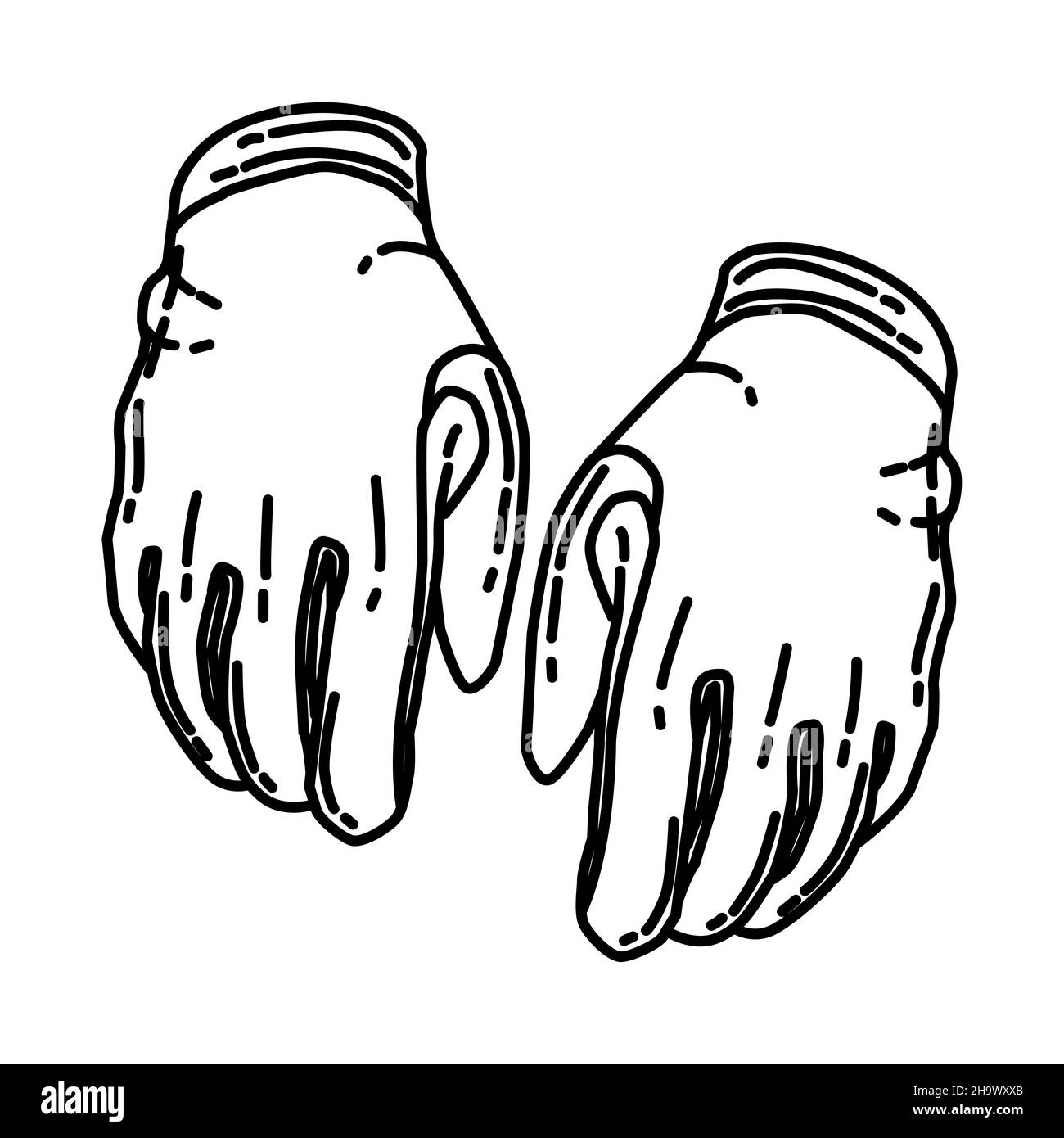 Guanti Navy Seal parte di militari e Navy Force Equipments disegno a mano icona set Vector. Illustrazione Vettoriale