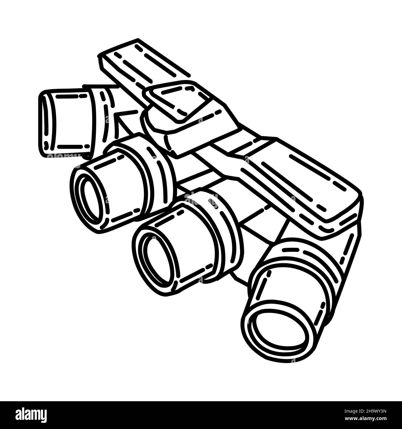 Navy Seal Night Vision Occhiali parte di militari e Navy Force Equipments disegno a mano icona Set Vector. Illustrazione Vettoriale