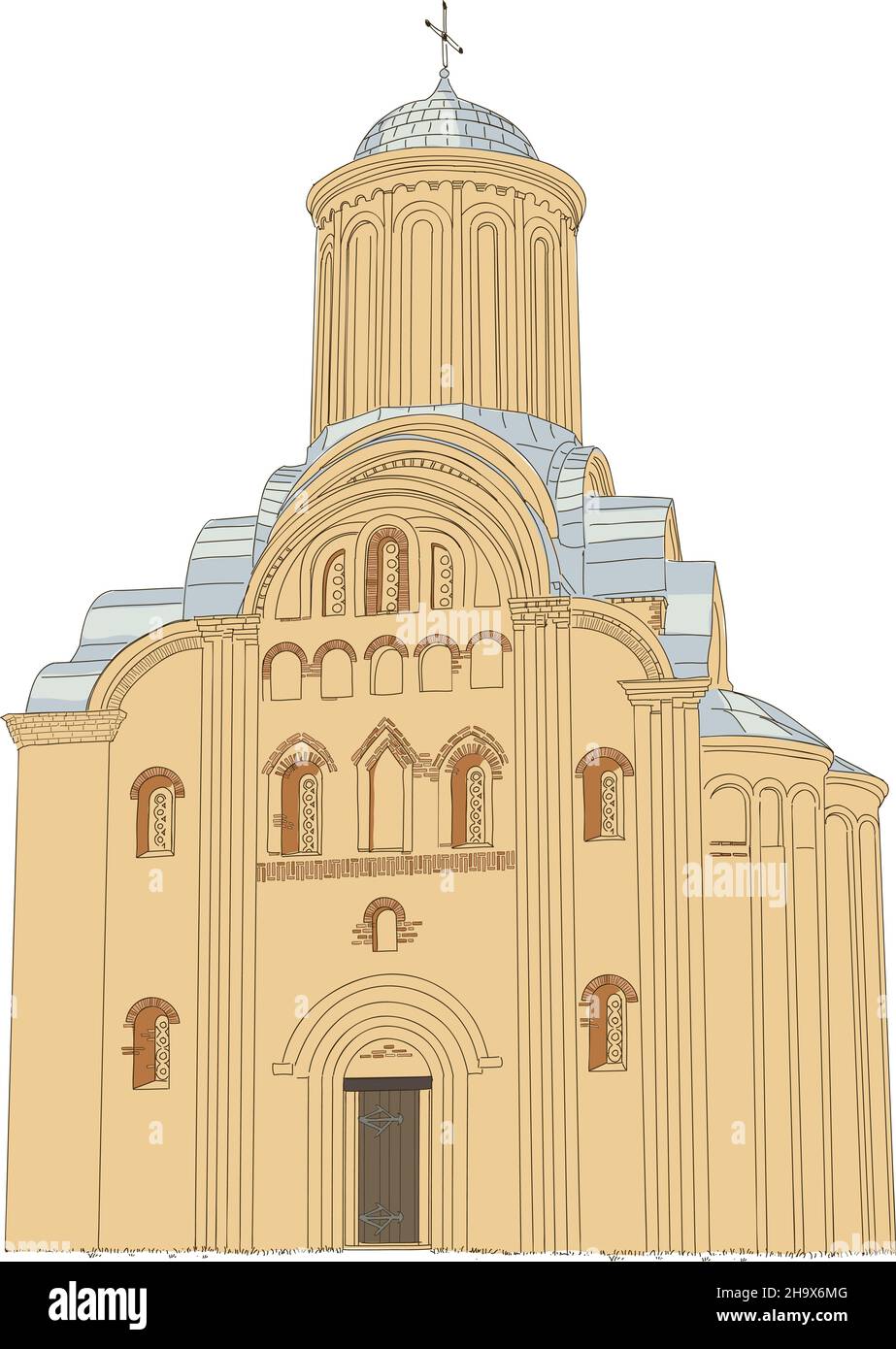 Pyatnytska (St Paraskeva) è una chiesa funzionante a Chernigiv, Ucraina. Illustrazione vettoriale. Illustrazione Vettoriale