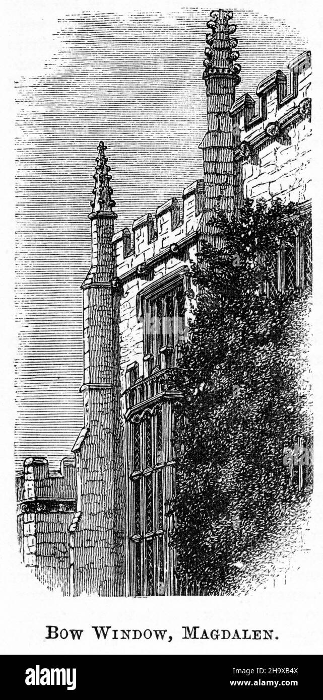 Incisione dei Chiostri Magdalen in Inghilterra Foto Stock