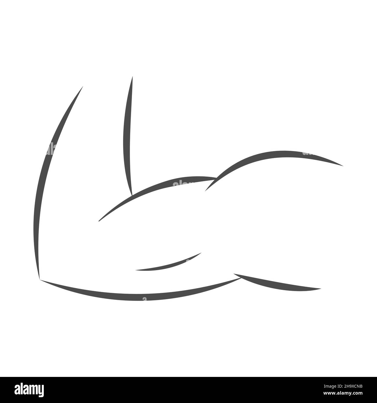 Icona della linea del braccio, contorni del muscolo del braccio, triceps del bicipite, bodybuilding della struttura atletica Illustrazione Vettoriale