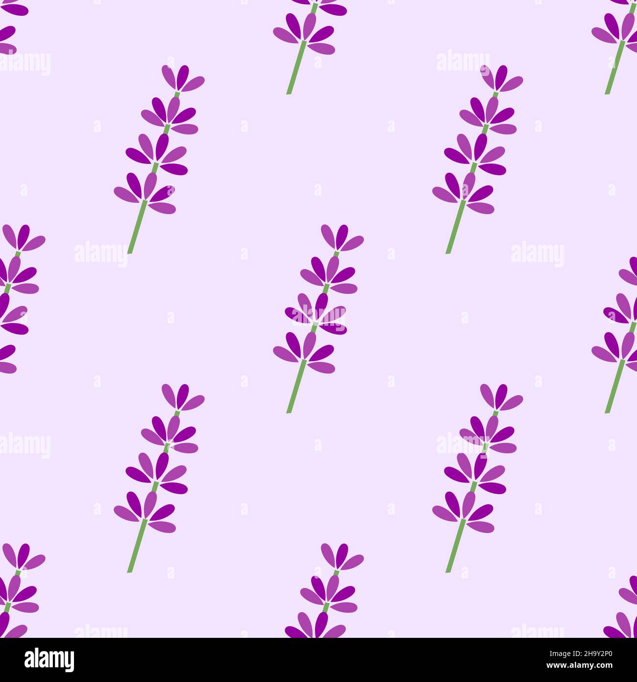 Fiori di lavanda senza cuciture pattern. Sfondo viola color lavanda floreale. Illustrazione vettoriale. Illustrazione Vettoriale