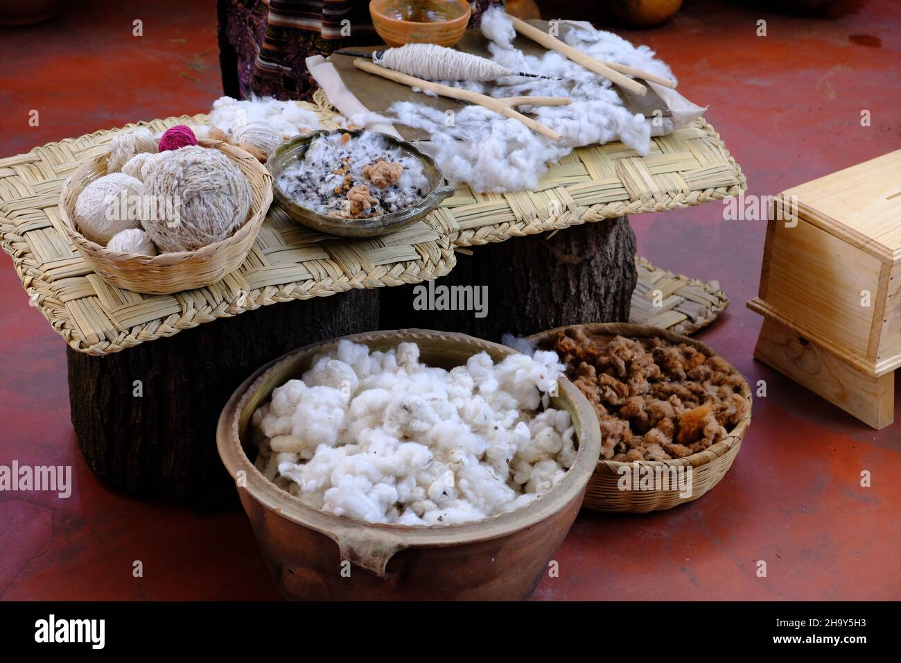 Guatemala Santiago Atitlan Lago Atitlan - Lago de Atitlan - San Juan la Laguna mercato Gossypium - cotone Foto Stock