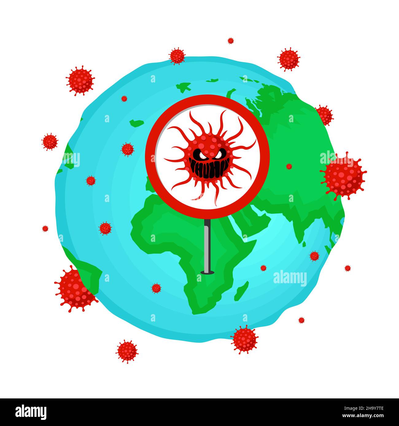 Nuova variante del coronavirus del ceppo omicron COVID-19. Concetto di attacco allerta mondiale. Epidemia mutata del virus corona e epidemia di infezione respiratoria. Banner eps vettoriale Illustrazione Vettoriale