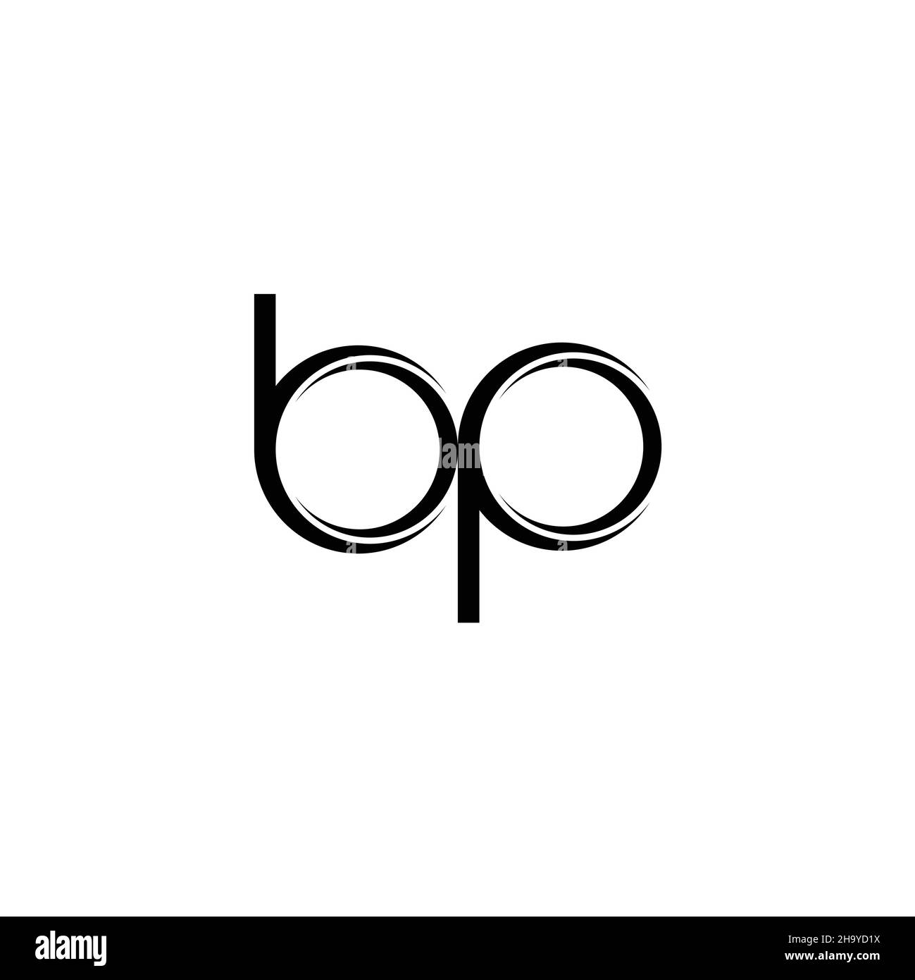 Logo BP monogramma con taglio arrotondato modello di design moderno isolato su sfondo bianco Illustrazione Vettoriale