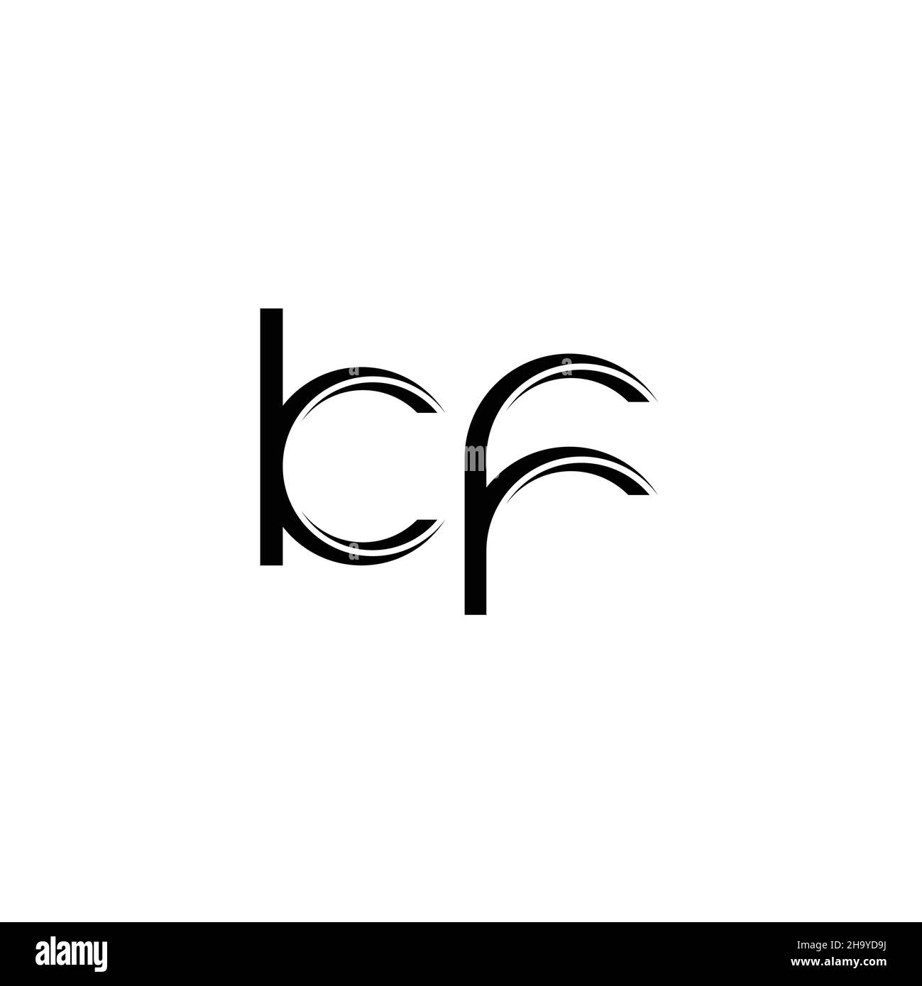 Monogramma KF Logo con slice arrotondato modello di design moderno isolato su sfondo bianco Illustrazione Vettoriale