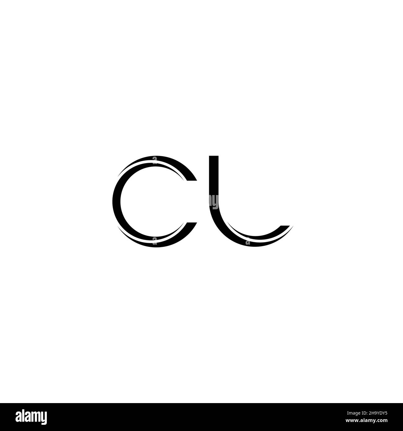 CL Logo monogramma con taglio arrotondato modello di design moderno isolato su sfondo bianco Illustrazione Vettoriale
