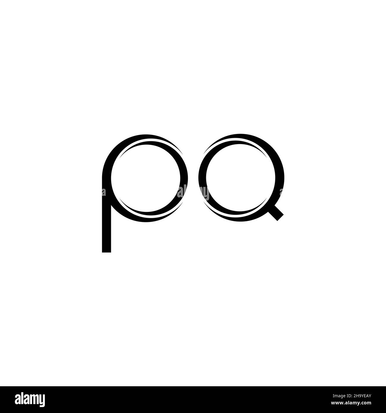 Monogramma con logo PQ con taglio arrotondato modello di design moderno isolato su sfondo bianco Illustrazione Vettoriale