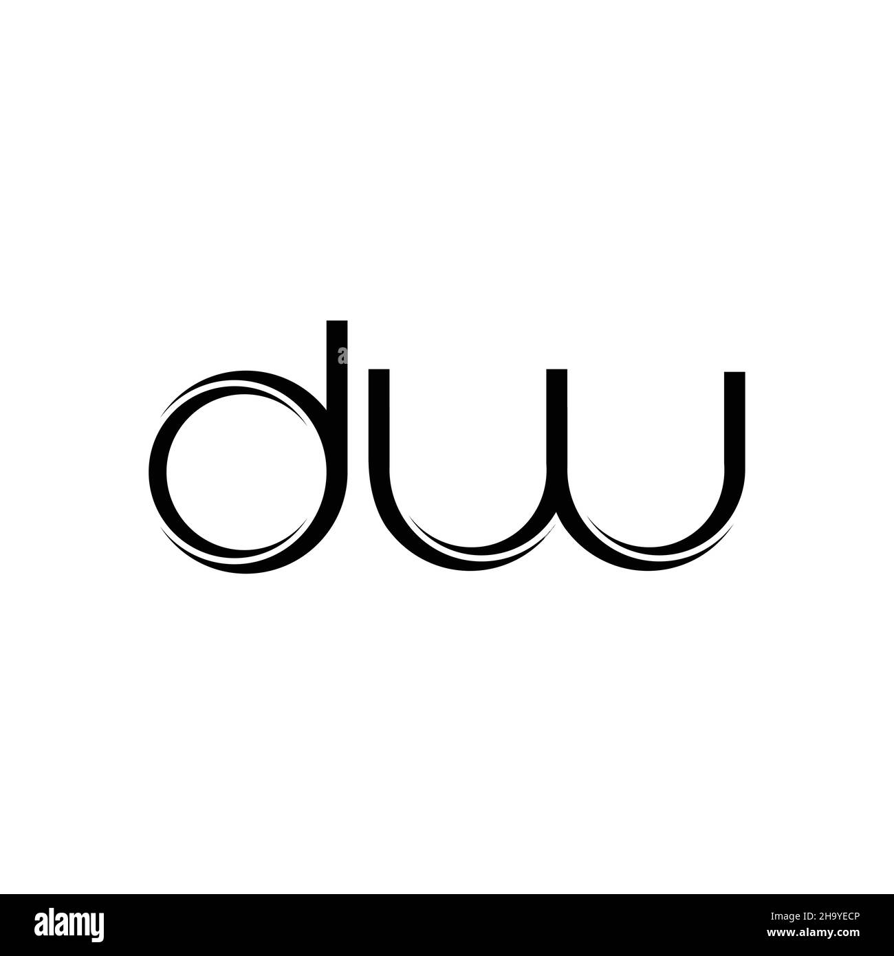 Monogramma con logo DW con taglio arrotondato modello di design moderno isolato su sfondo bianco Illustrazione Vettoriale