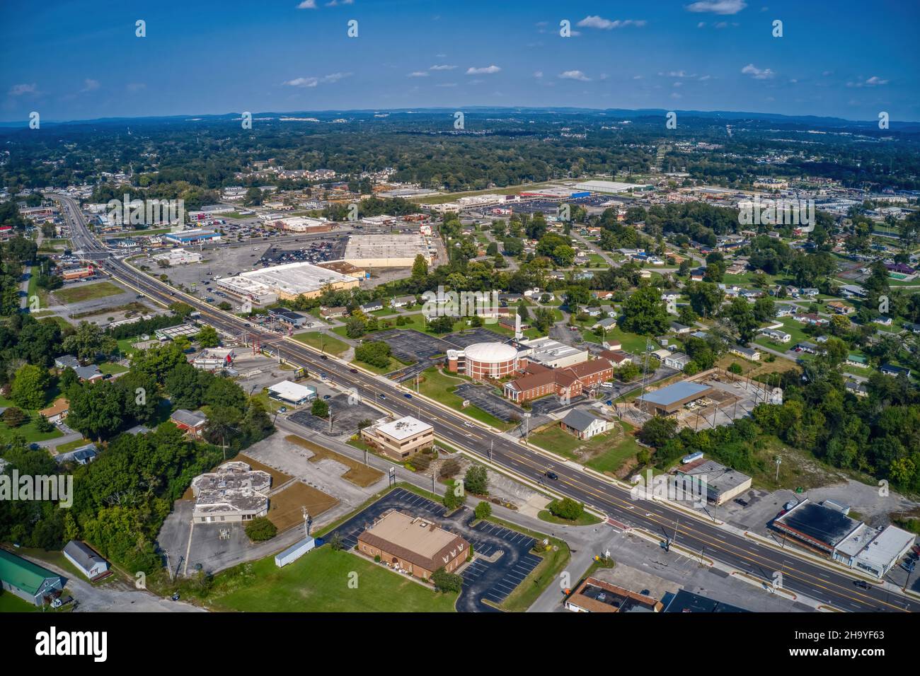 Scatto aereo del sobborgo di Chattanooga di Fort Oglethorpe in Georgia Foto Stock