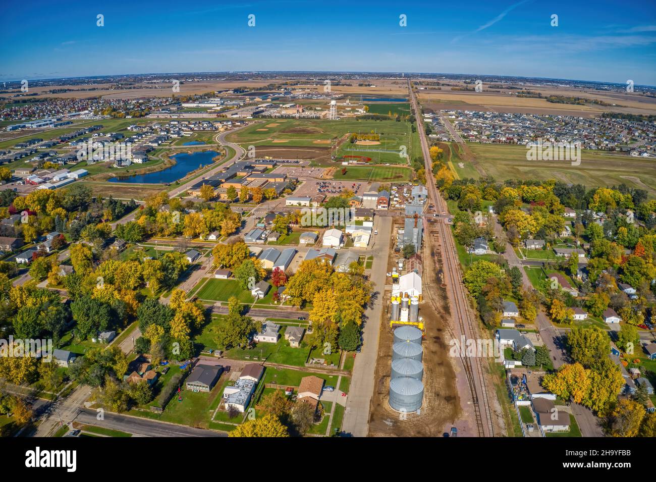 Scatto aereo del sobborgo di Sioux Falls di Harrisburg nel South Dakota Foto Stock