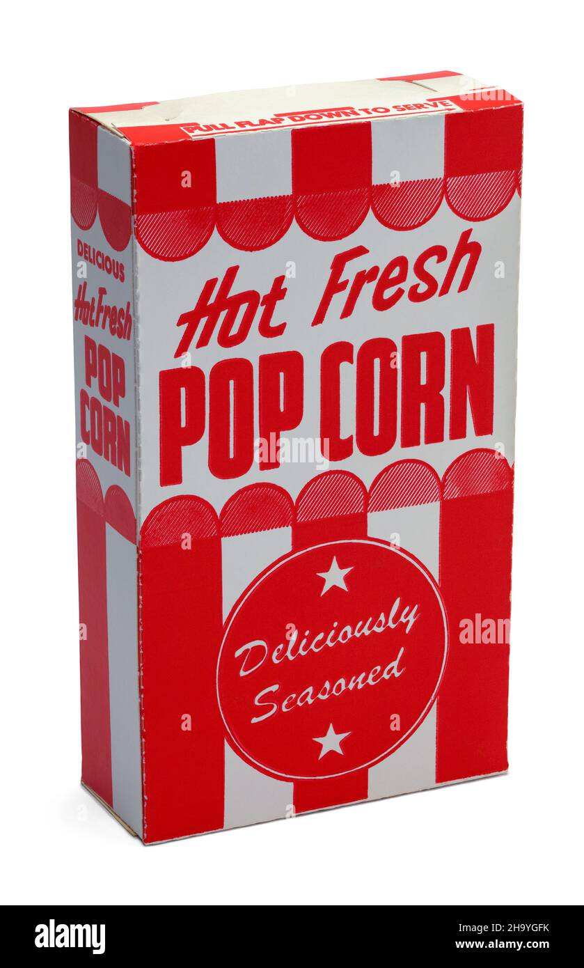 Retro Popcorn Box Cut out su bianco. Foto Stock