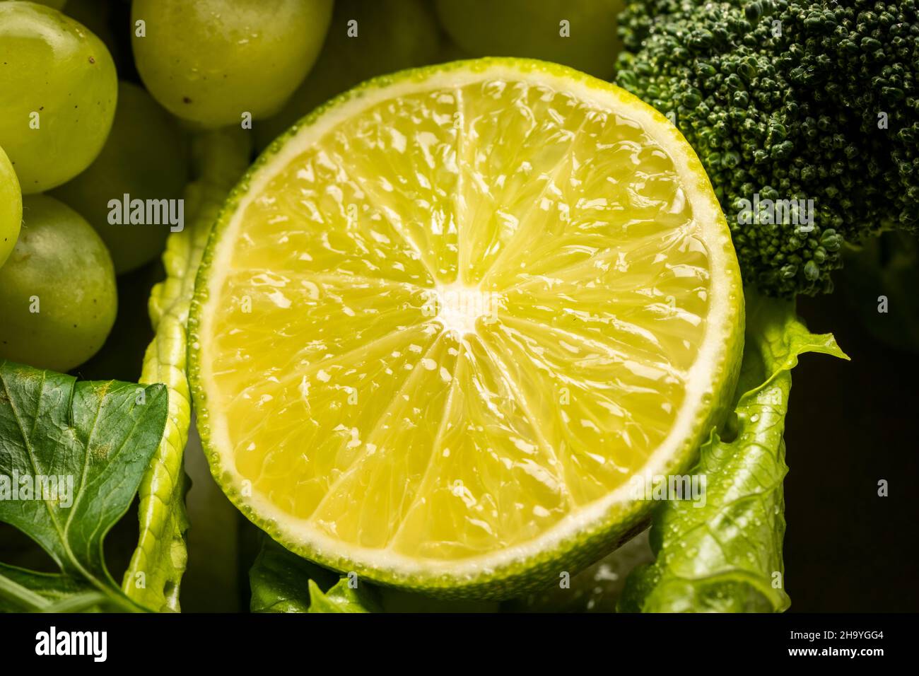 Primo piano di lime fresche verdi. Foto Stock