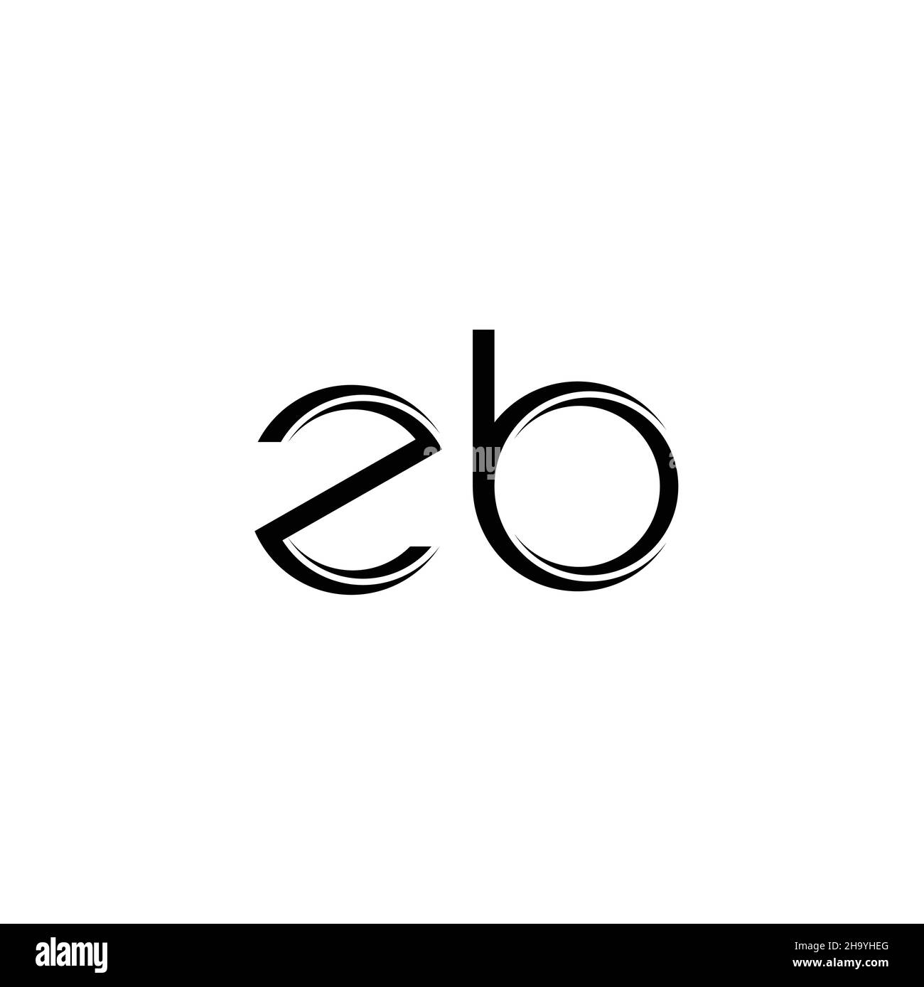 Logo ZB monogramma con taglio arrotondato modello moderno isolato su sfondo bianco Illustrazione Vettoriale