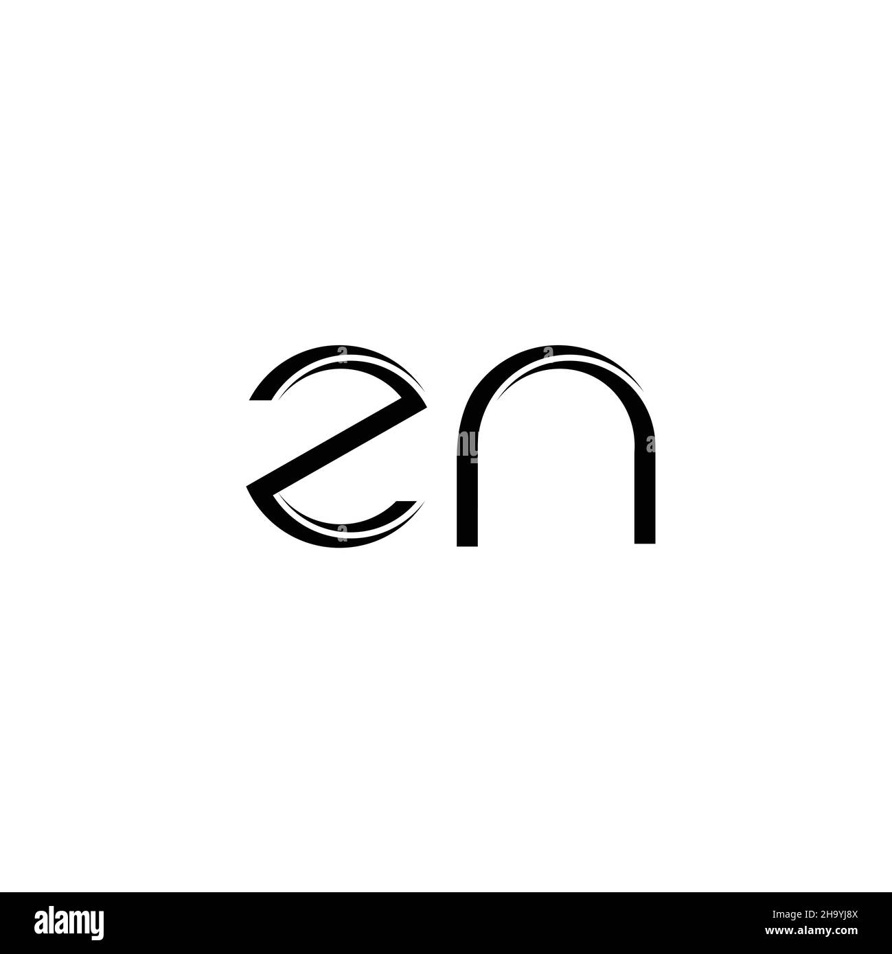 LOGO ZN monogramma con taglio arrotondato modello di design moderno isolato su sfondo bianco Illustrazione Vettoriale