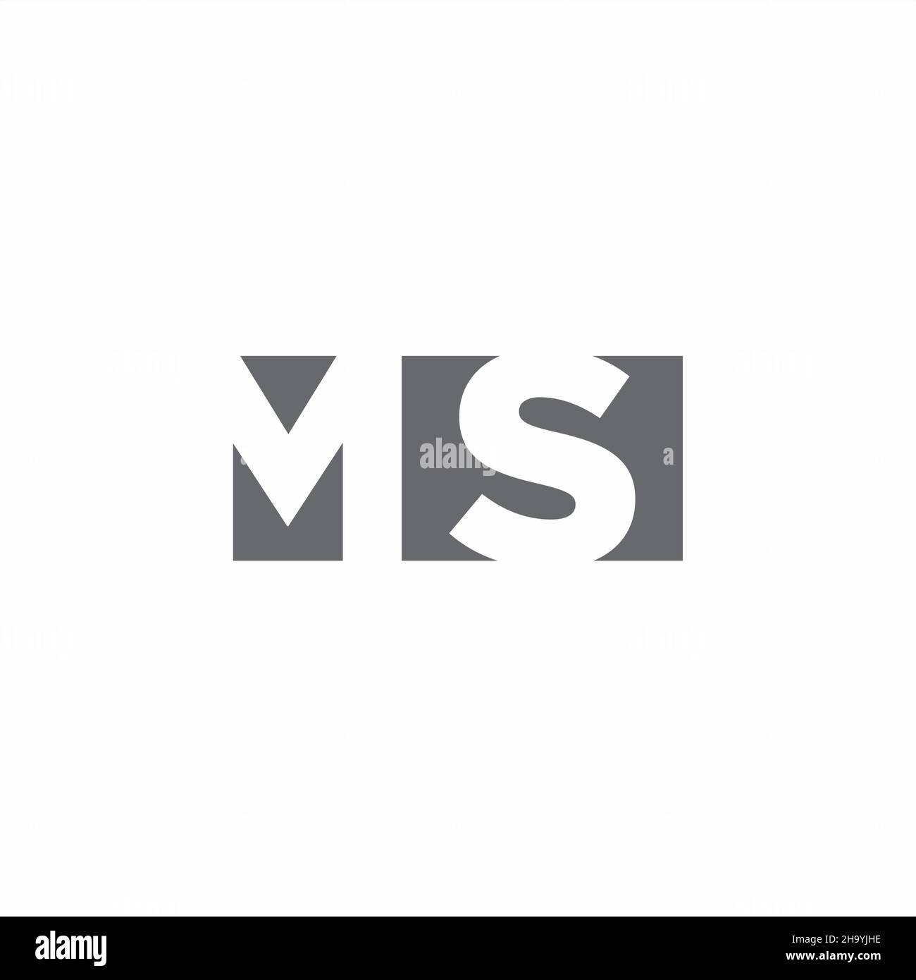 Monogramma MS Logo con modello di disegno in stile spazio negativo isolato su sfondo bianco Illustrazione Vettoriale