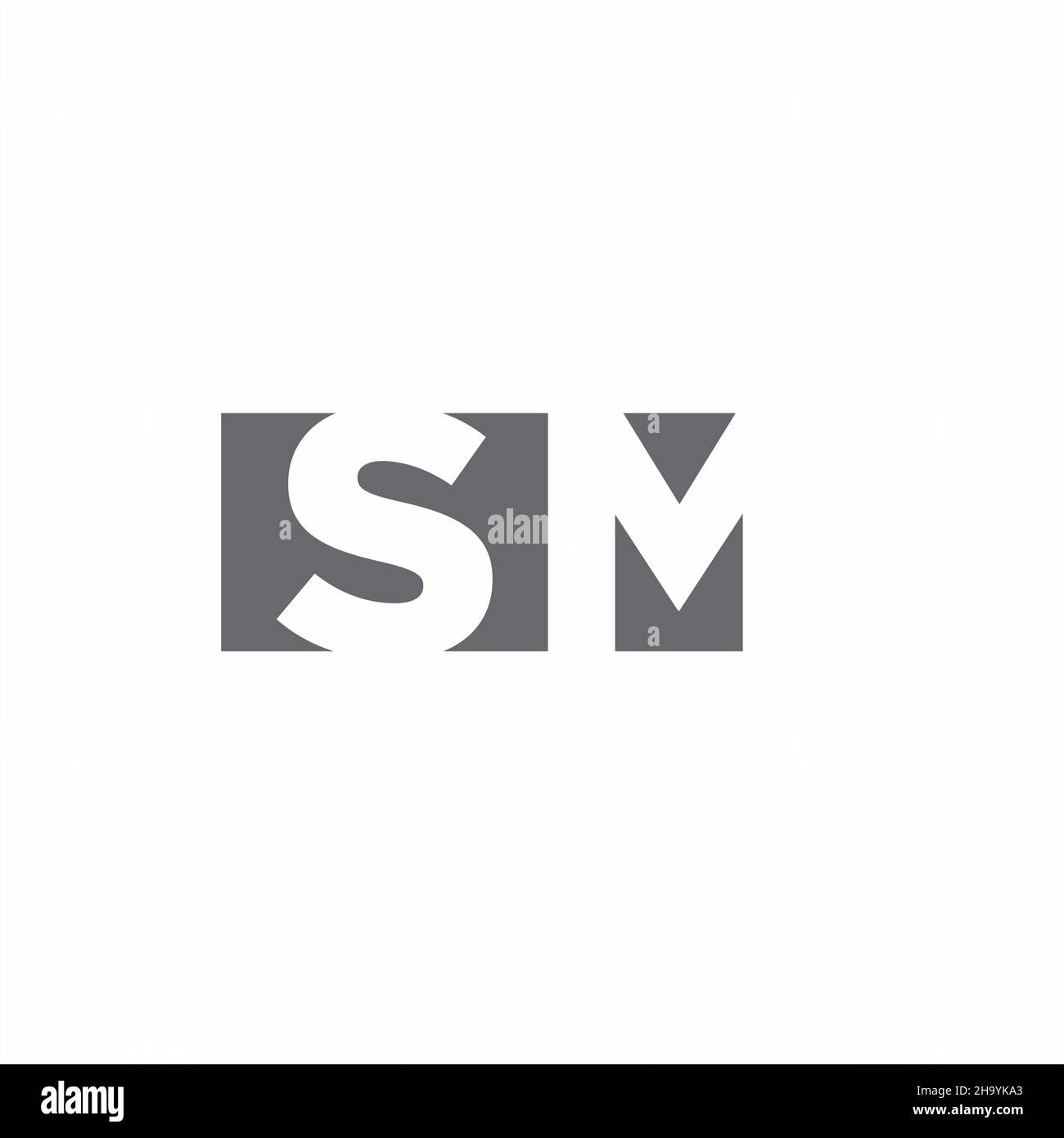 Logo SM monogramma con modello di design in stile spazio negativo isolato su sfondo bianco Illustrazione Vettoriale