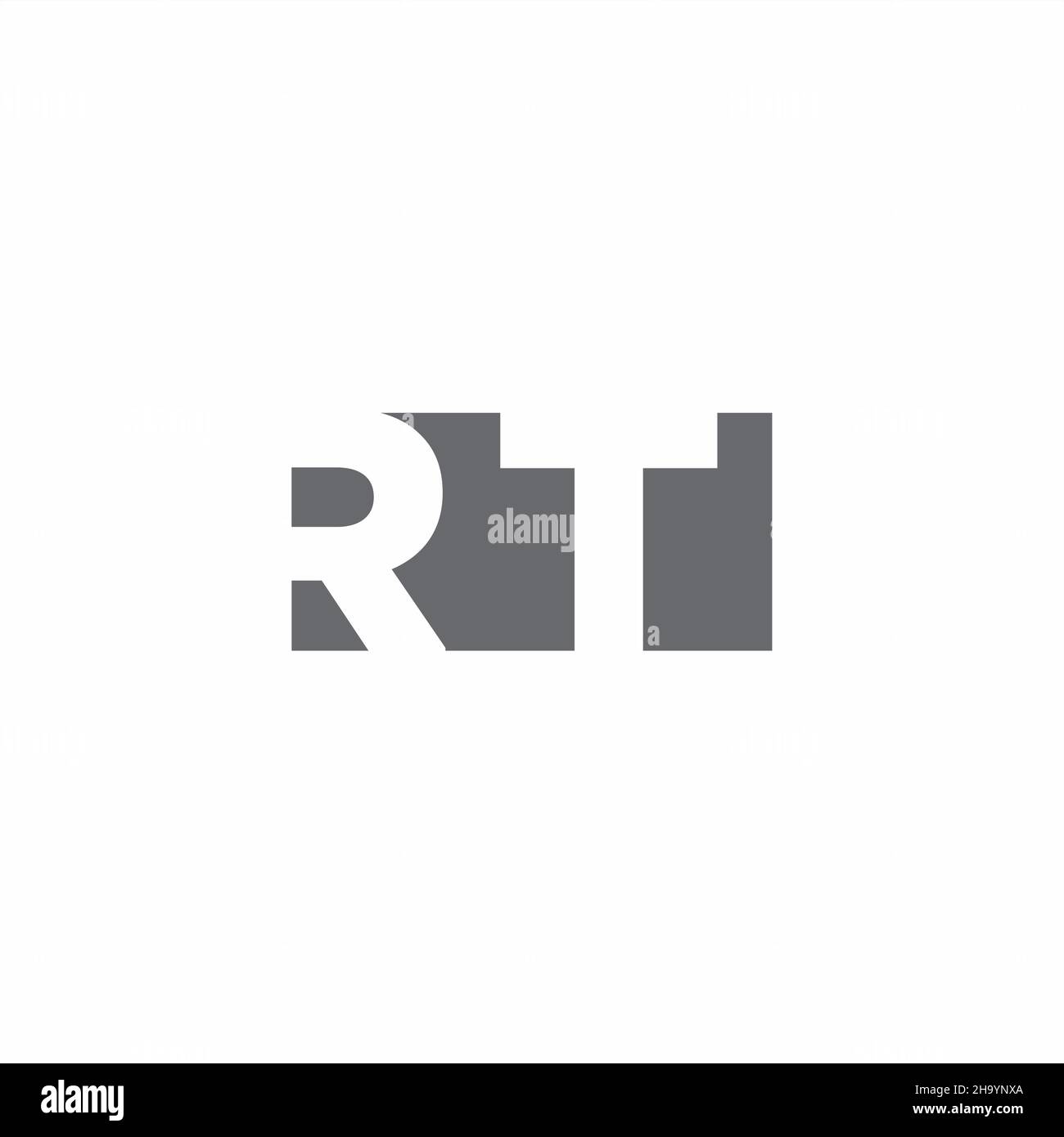 Monogramma RT Logo con modello di disegno in stile spazio negativo isolato su sfondo bianco Illustrazione Vettoriale