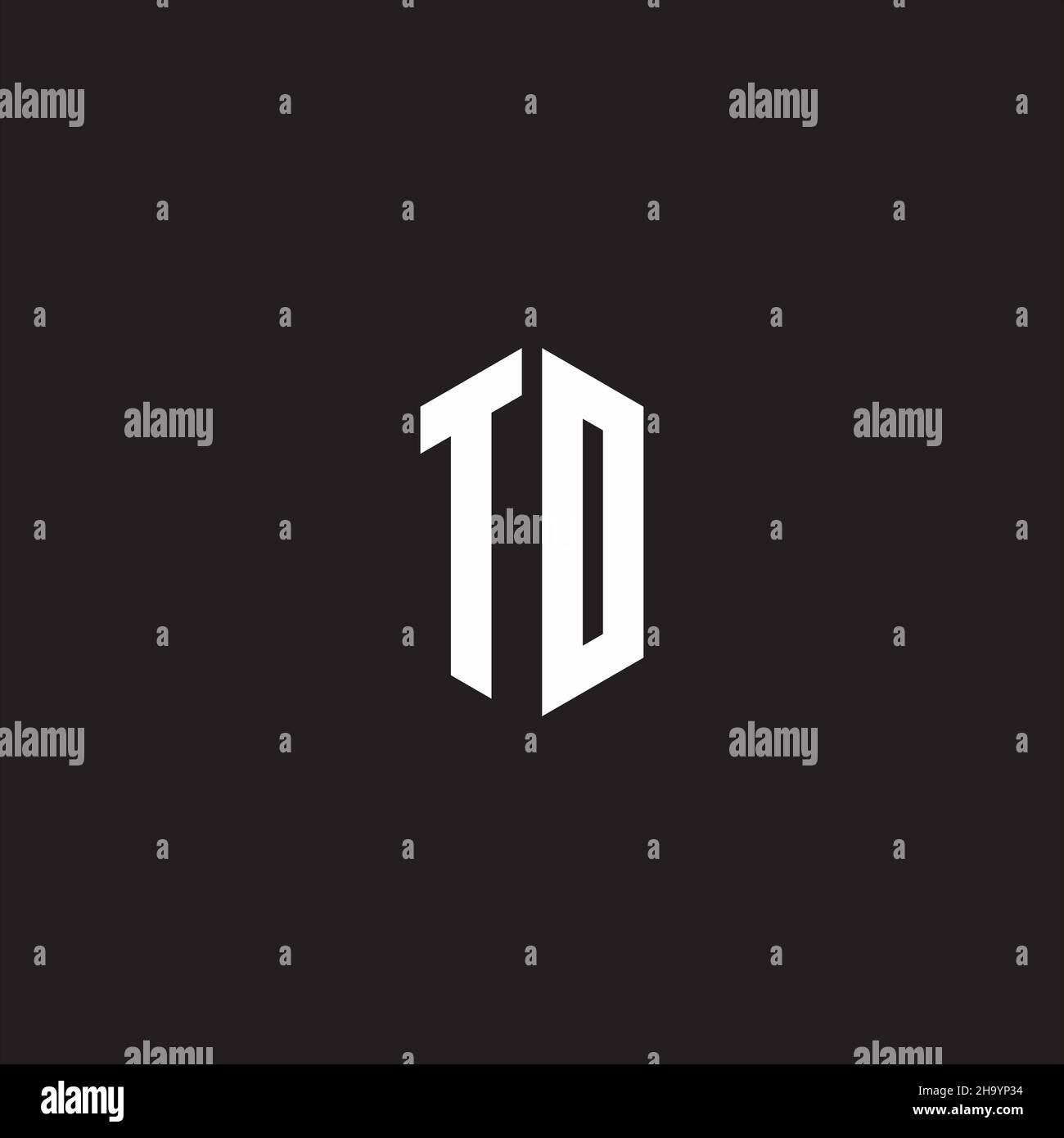 AL monogramma con logo con modello di disegno a forma esagonale isolato su sfondo nero Illustrazione Vettoriale