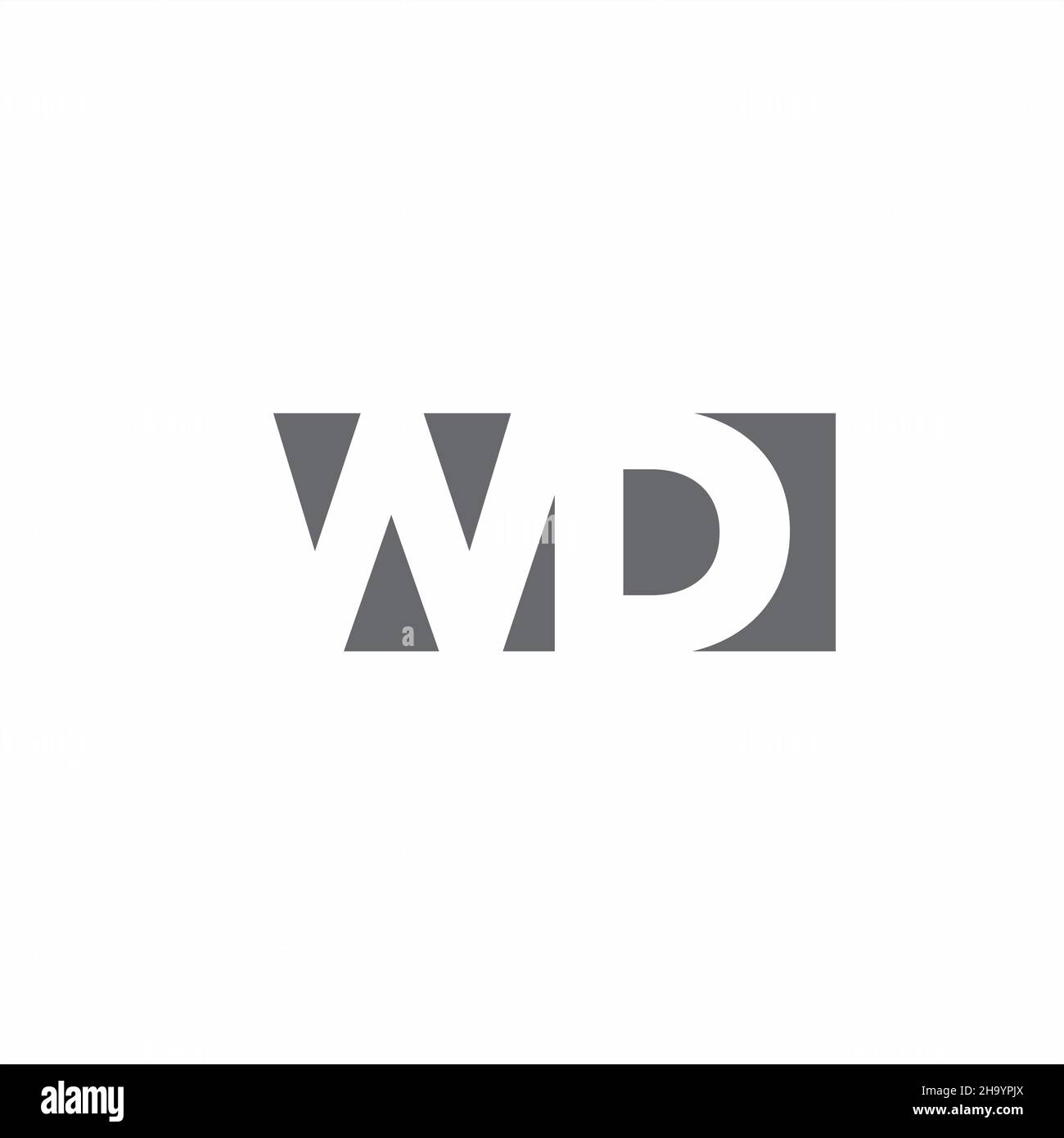 Monogramma WD Logo con modello di design in stile spazio negativo isolato su sfondo bianco Illustrazione Vettoriale