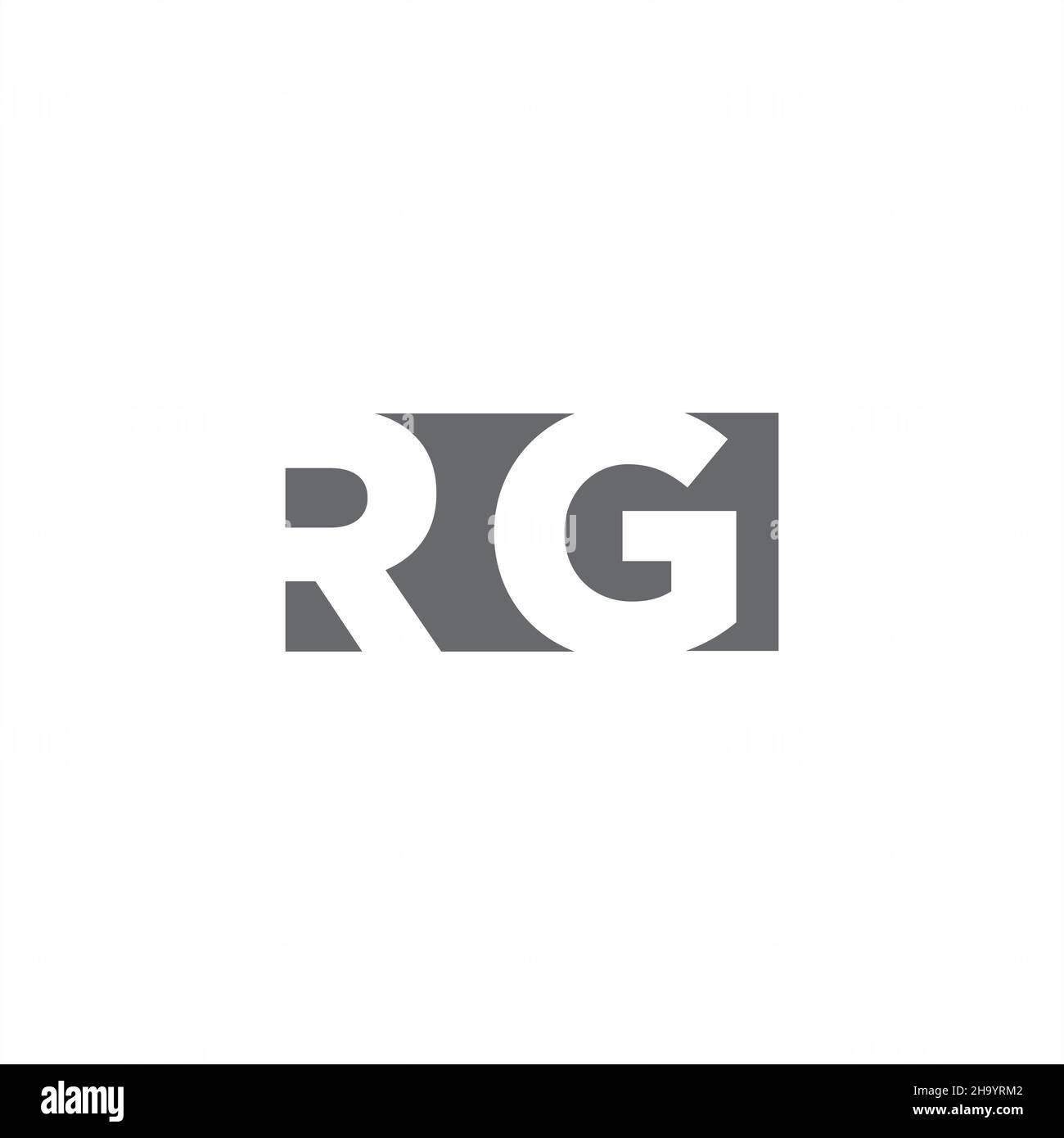 Monogramma con logo RG con modello di design in stile spazio negativo isolato su sfondo bianco Illustrazione Vettoriale