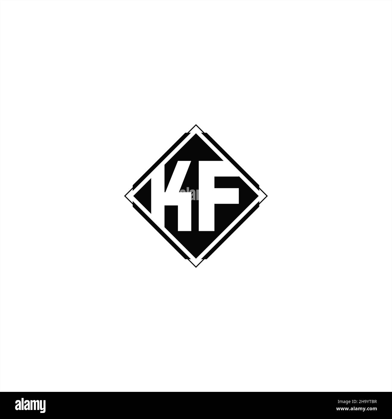 Logo monogramma con forma quadrata a diamante isolato su colori neri e sfondo bianco Illustrazione Vettoriale
