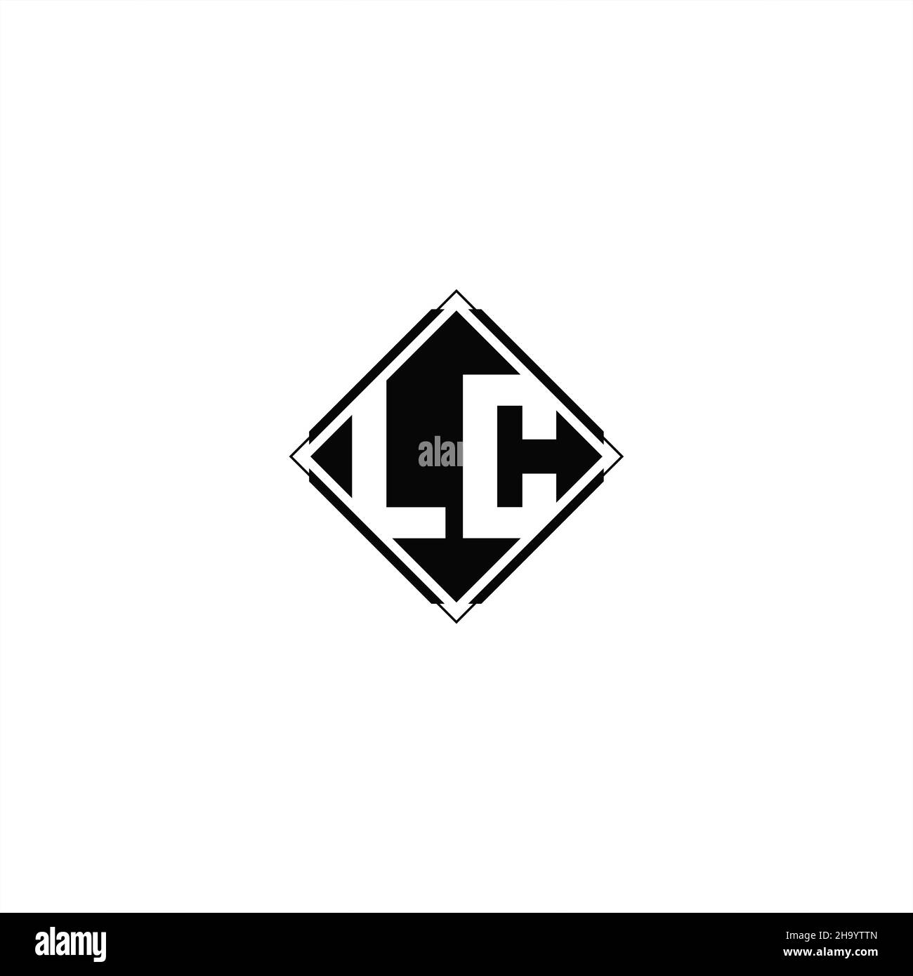 Logo monogramma con forma quadrata a diamante isolato su colori neri e sfondo bianco Illustrazione Vettoriale