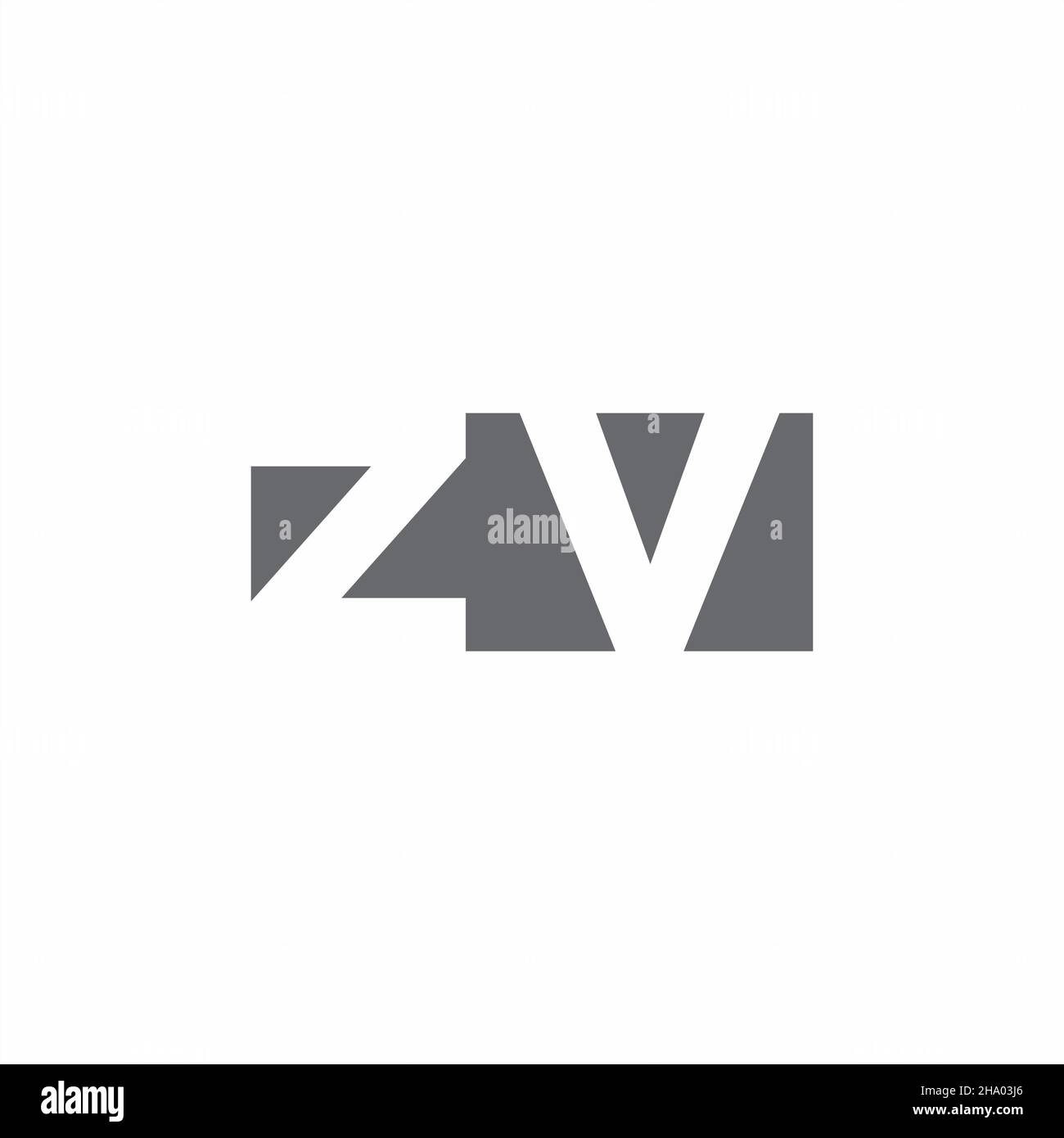 Logo ZV monogramma con modello di design in stile spazio negativo isolato su sfondo bianco Illustrazione Vettoriale