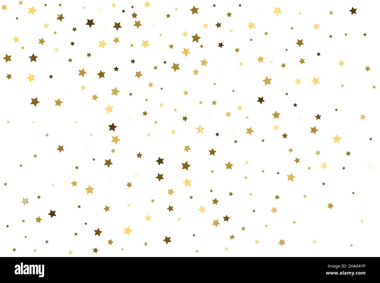 Disegno natalizio con stelle d'oro. Festa delle stelle d'oro Confetti. Illustrazione Vettoriale