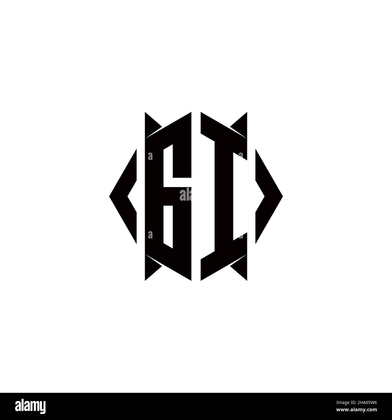 Logo GI monogramma con forma scudo disegni modello vettore icona moderna Illustrazione Vettoriale