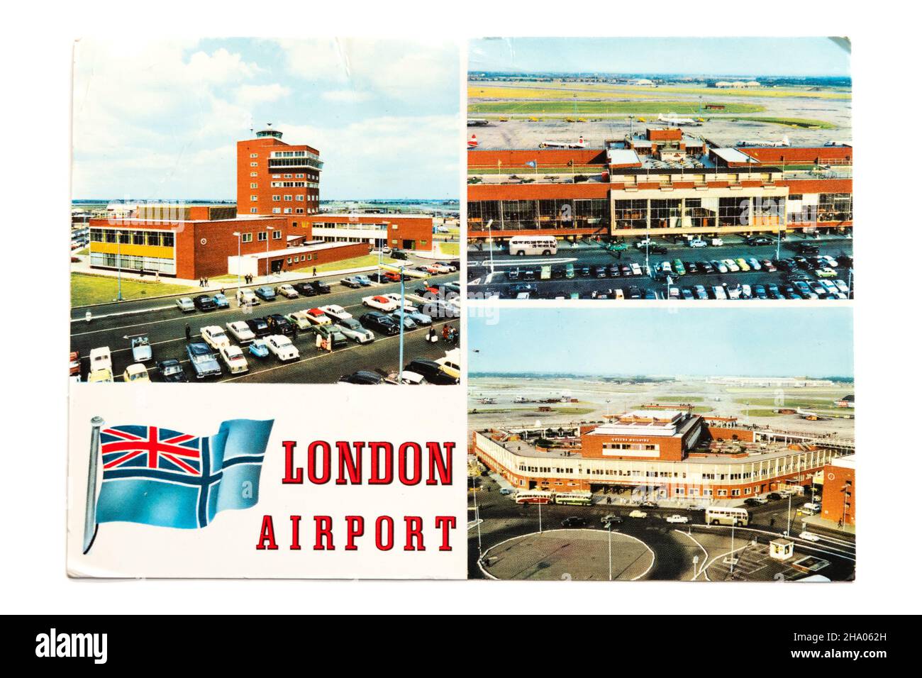 Aeroporto di Londra nella cartolina 1960s affrancato 1965 prima del nome cambiato in aeroporto di Heathrow - Regno Unito Foto Stock