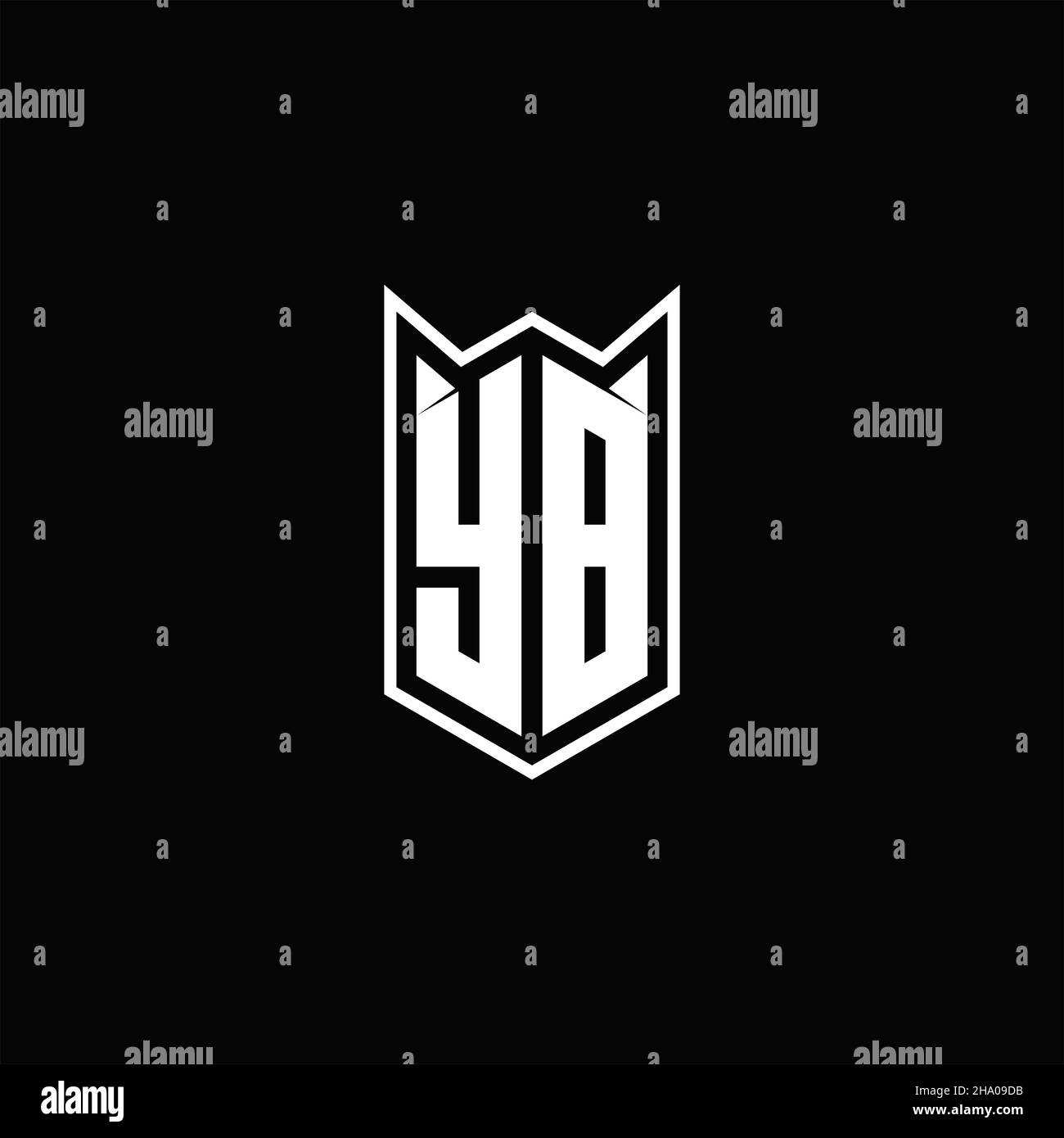 YB Logo monogramma con forma a scudo disegni modello vettore icona moderna Illustrazione Vettoriale