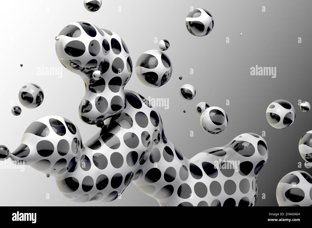 Illustrazione astratta 3D gradiente colorato goccia liquido su sfondo bianco. Arte e design creativo Foto Stock