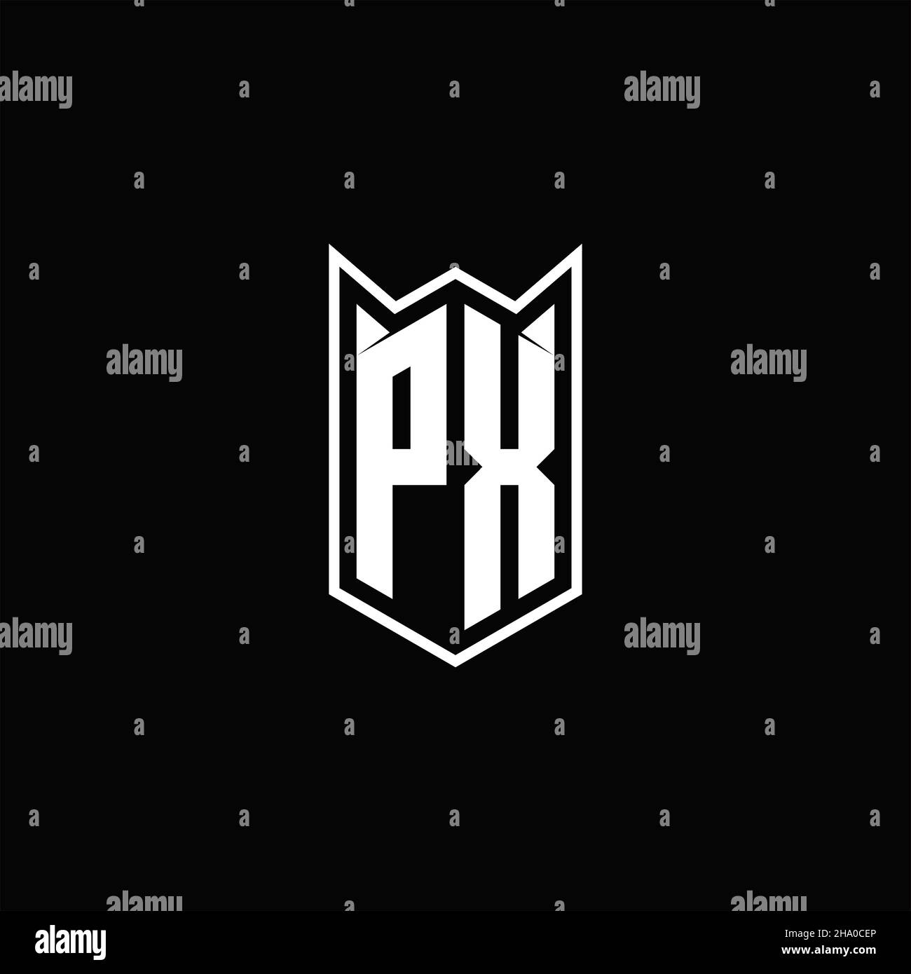 Logo PX monogramma con forma a scudo disegni modello vettore icona moderna Illustrazione Vettoriale