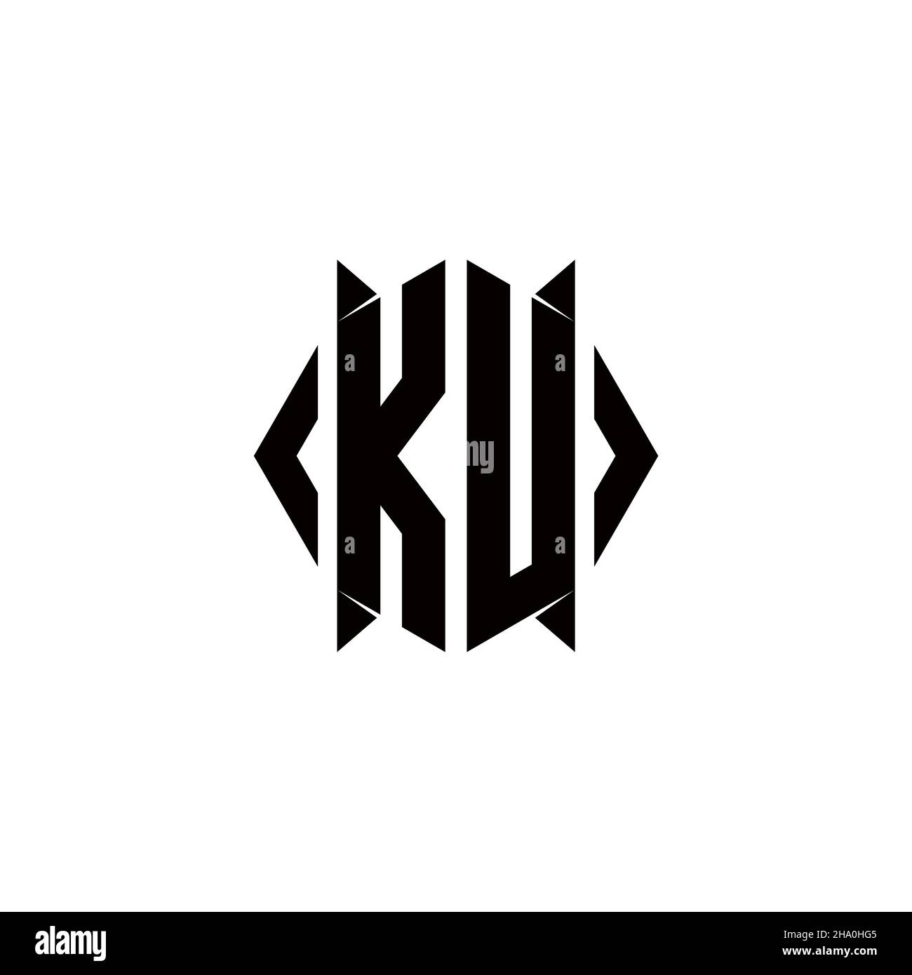 Logo KU monogramma con forma scudo disegni modello vettore icona moderna Illustrazione Vettoriale