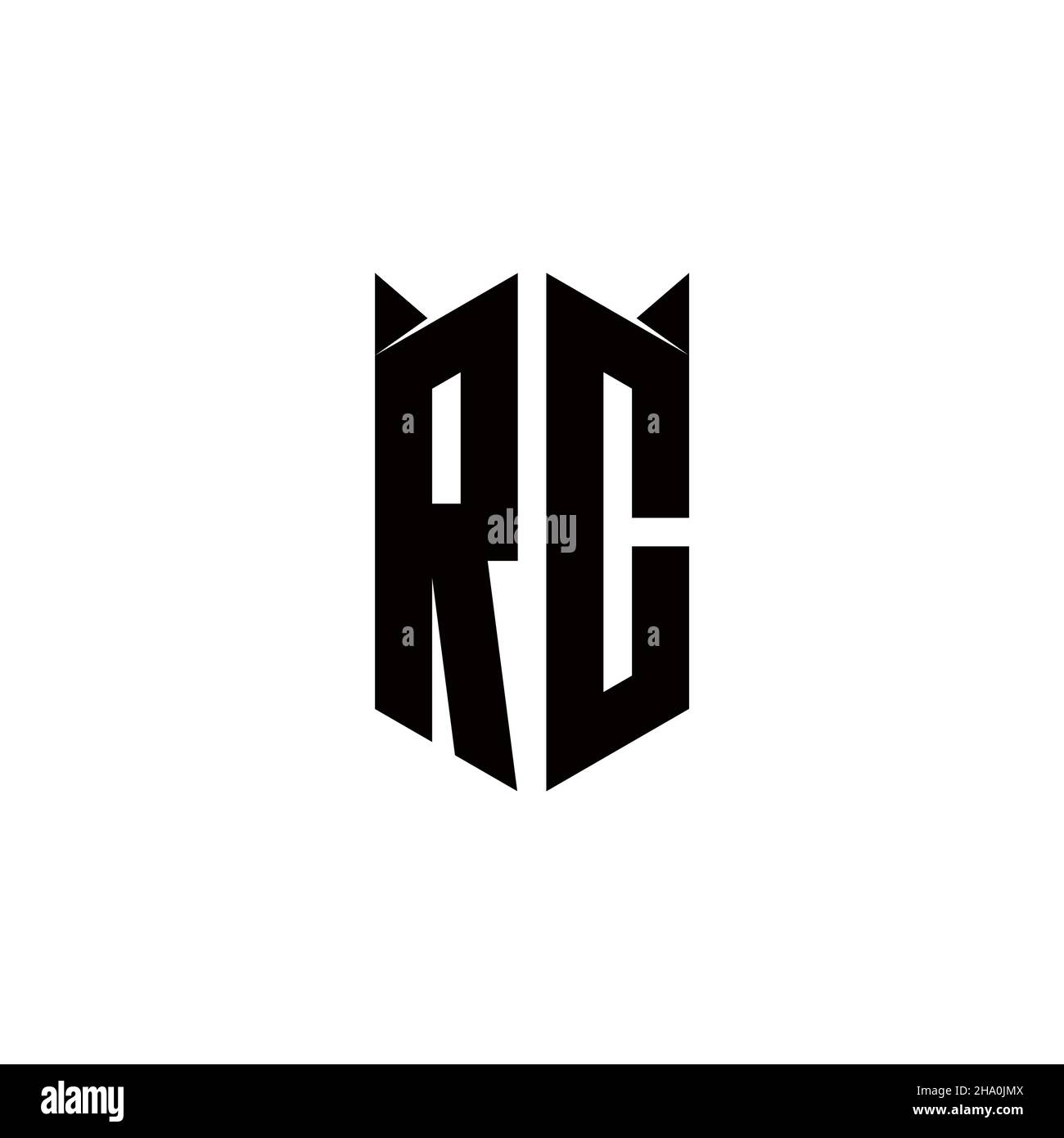 Logo RC monogramma con forma a scudo disegni modello vettore icona moderna Illustrazione Vettoriale