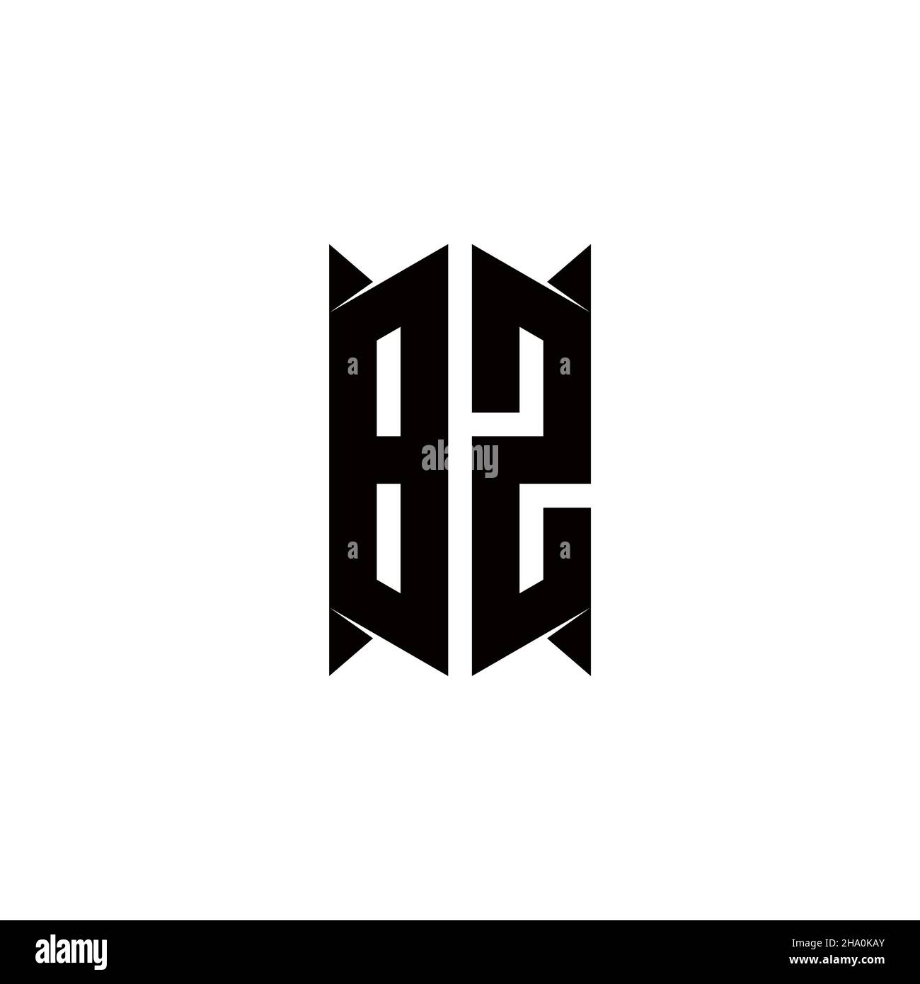 BZ Logo monogramma con forma a scudo disegni modello vettore icona moderna Illustrazione Vettoriale