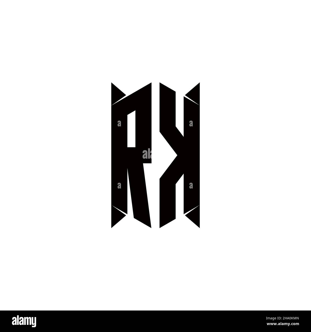 Logo RK monogramma con forma a scudo disegni modello vettore icona moderna Illustrazione Vettoriale