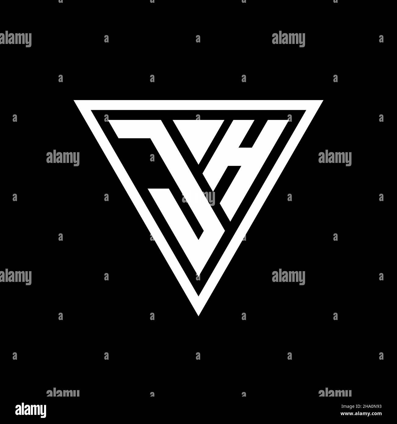 Monogramma logo JH con forma tirangle isolata su sfondo nero icona vettoriale geometrico Illustrazione Vettoriale