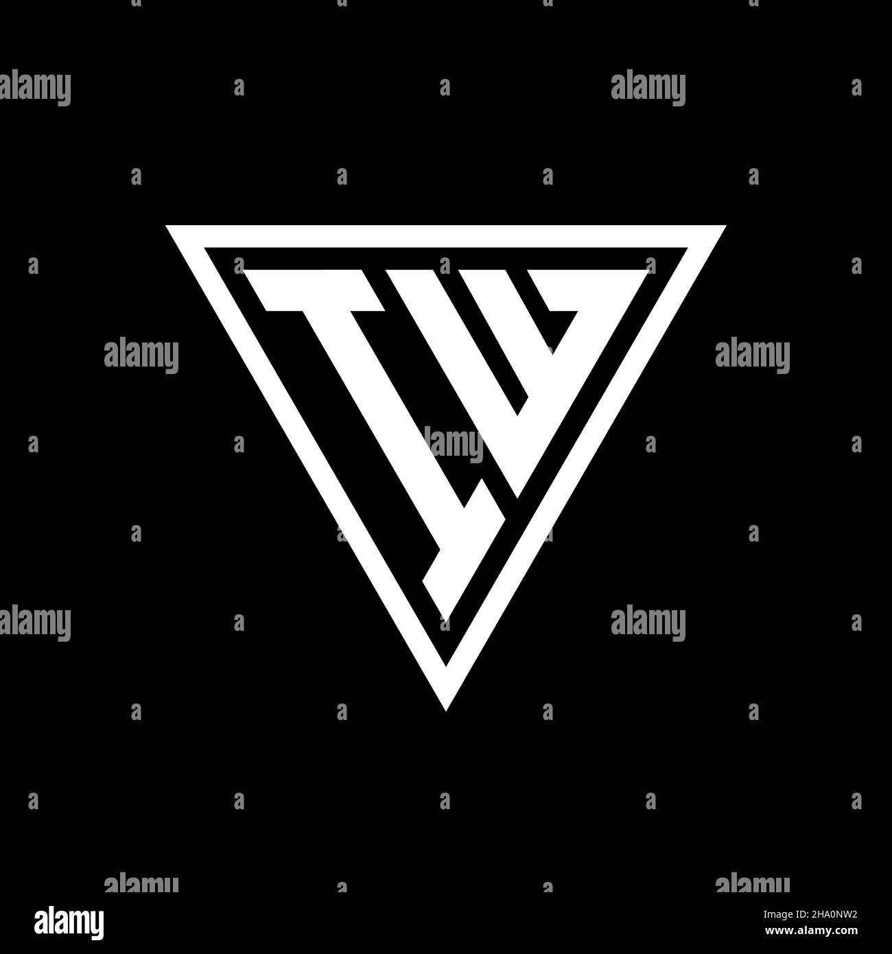 Logo IW monogramma con forma a tirangle isolata su sfondo nero icona vettoriale geometrico Illustrazione Vettoriale