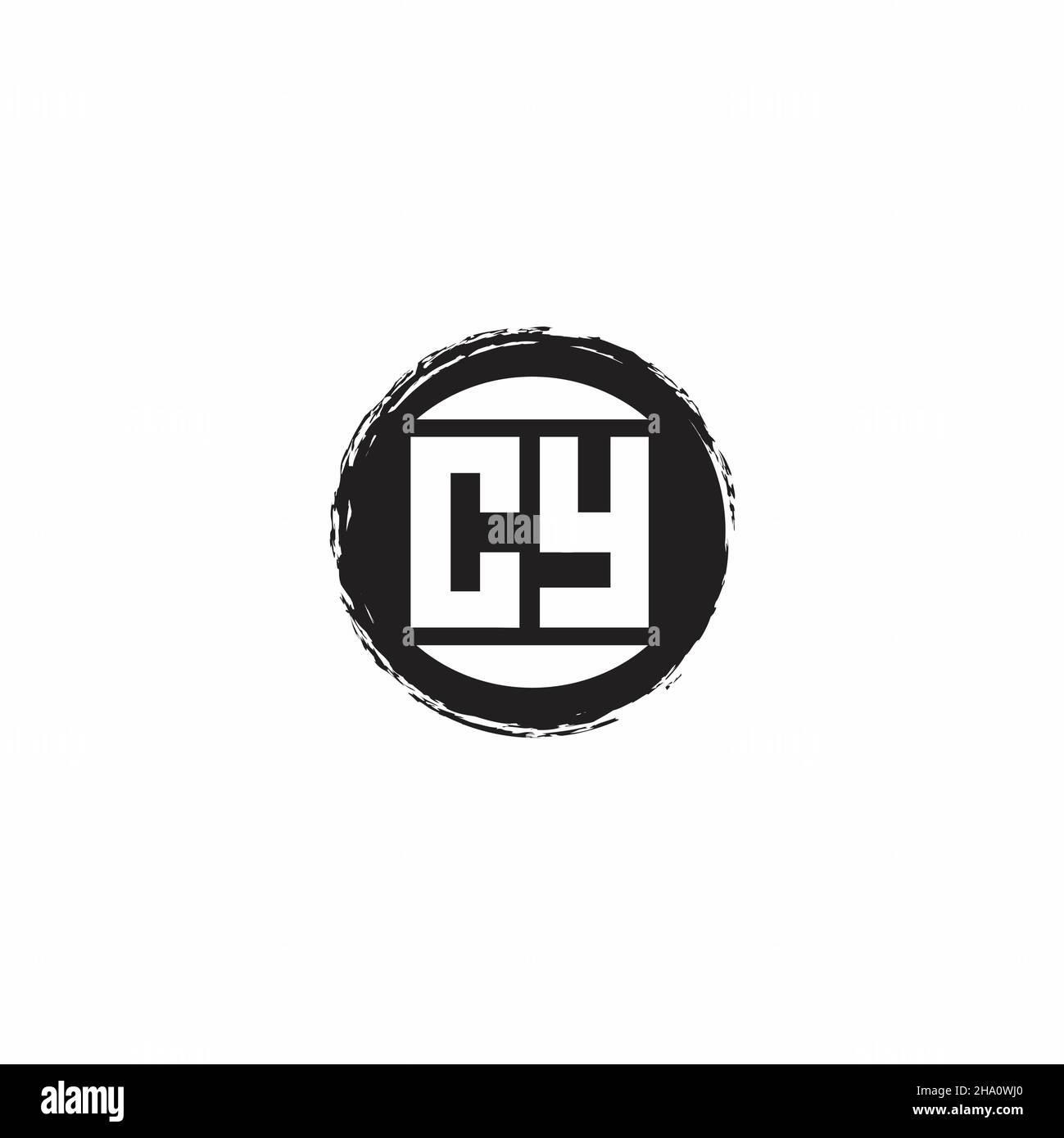 Monogramma lettera iniziale con logo CY con modello di design a forma di cerchio astratto isolato su sfondo bianco Illustrazione Vettoriale